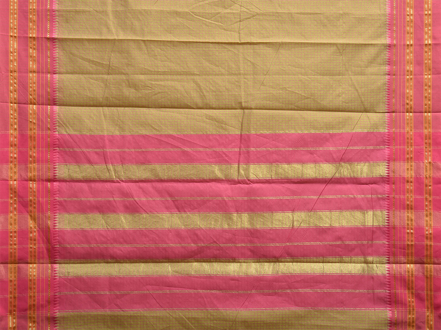 Light Green and Pink Bamboo Cotton Viscose Silk Saree with Checks Design No Blouse bc0695