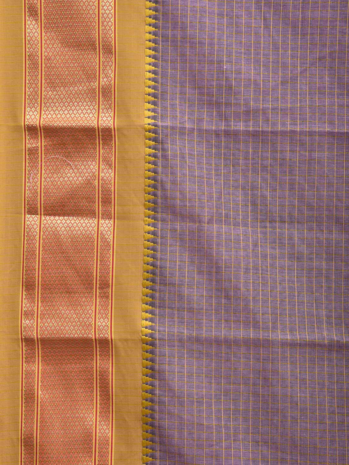 Grey and Olive Bamboo Cotton Saree with Checks Design No Blouse bc0713
