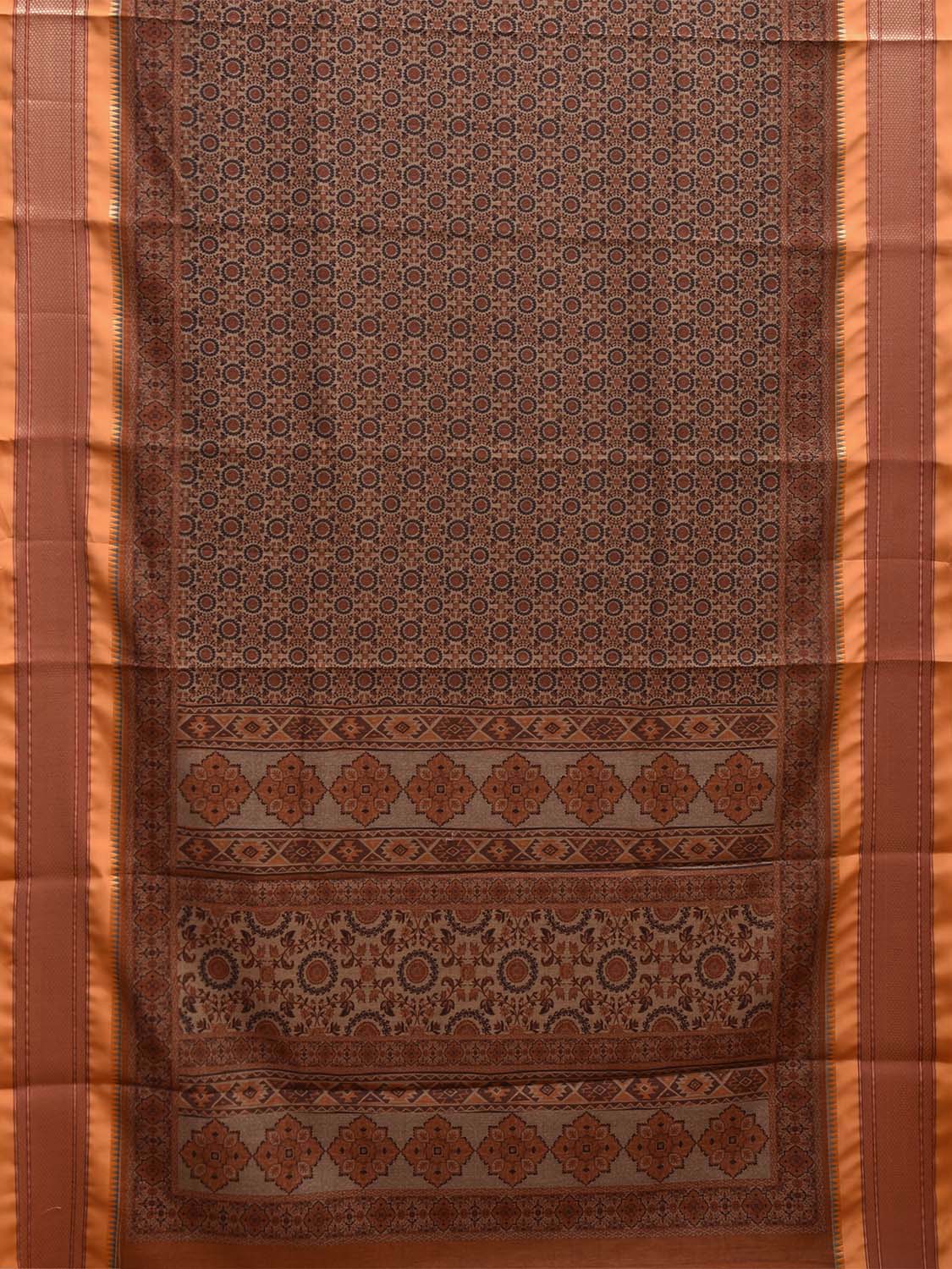 Orange and Mustard Bamboo Cotton Saree with Digital Print Design bc0716