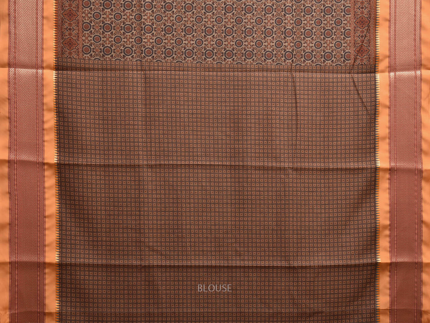 Orange and Mustard Bamboo Cotton Saree with Digital Print Design bc0716