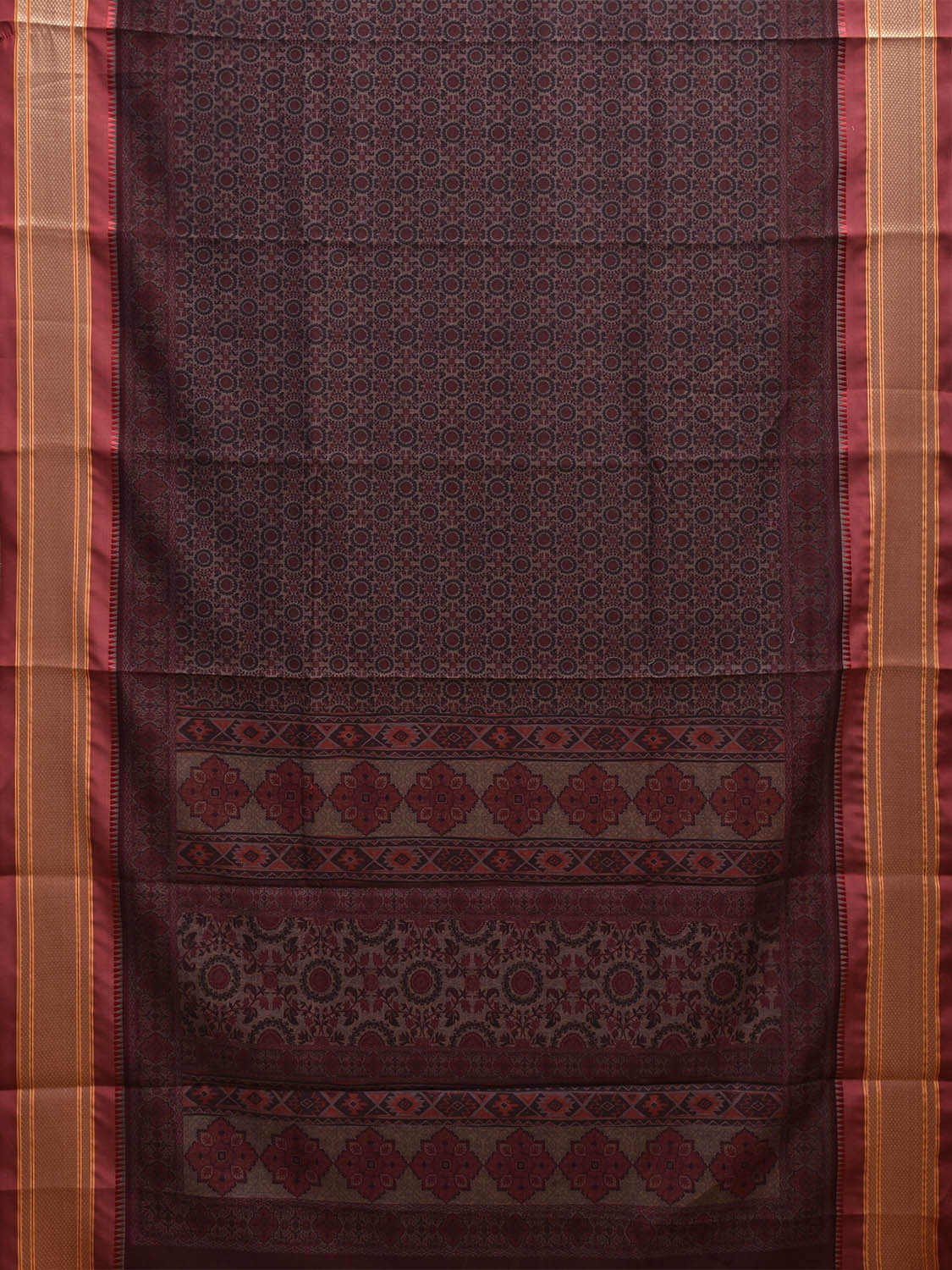 Maroon Bamboo Cotton Saree with Digital Print Design bc0718