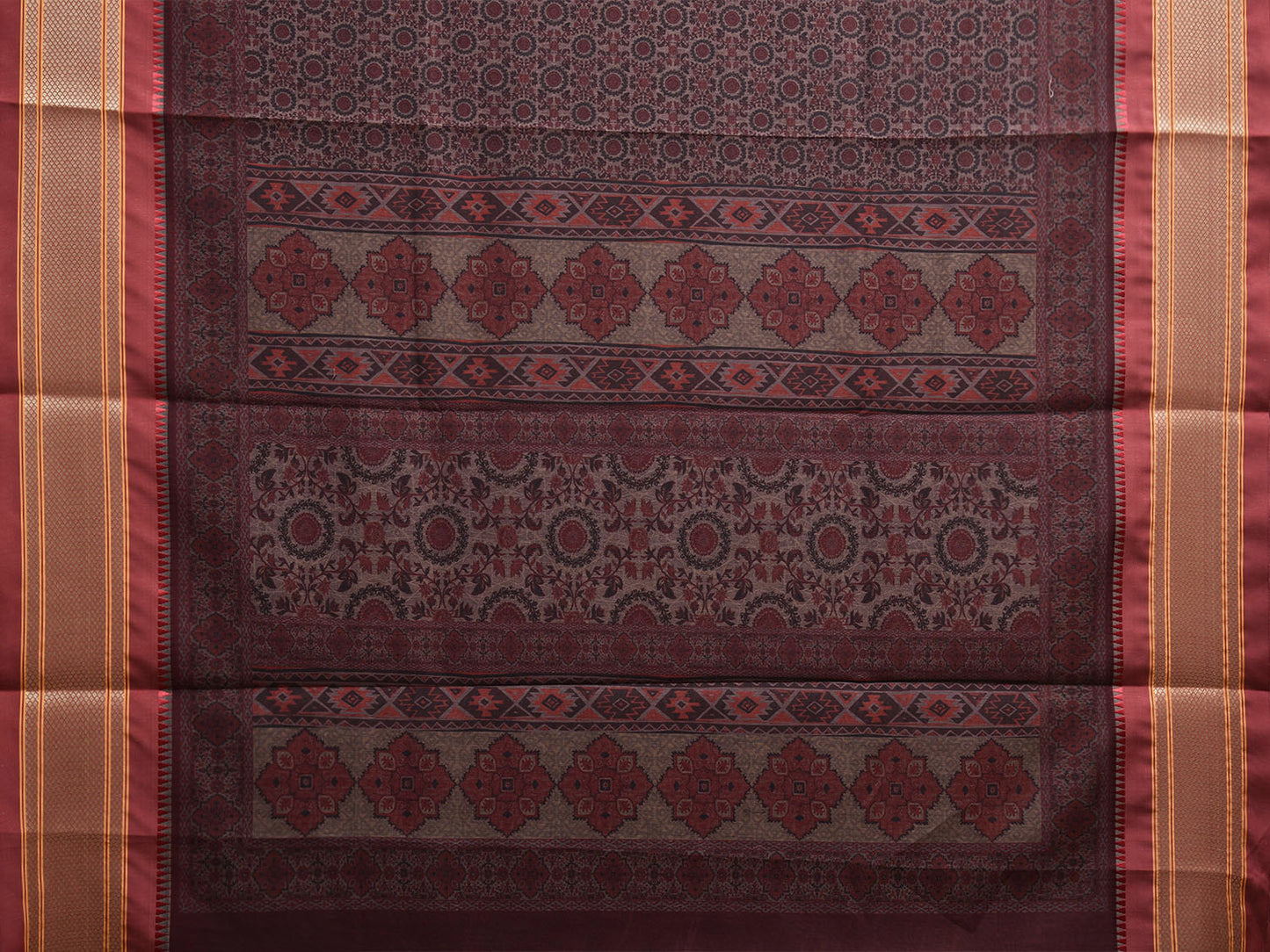 Maroon Bamboo Cotton Saree with Digital Print Design bc0718