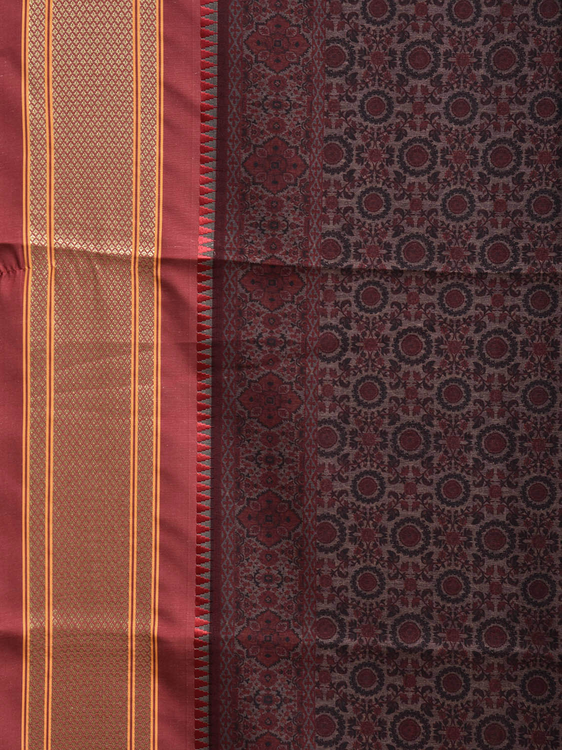 Maroon Bamboo Cotton Saree with Digital Print Design bc0718