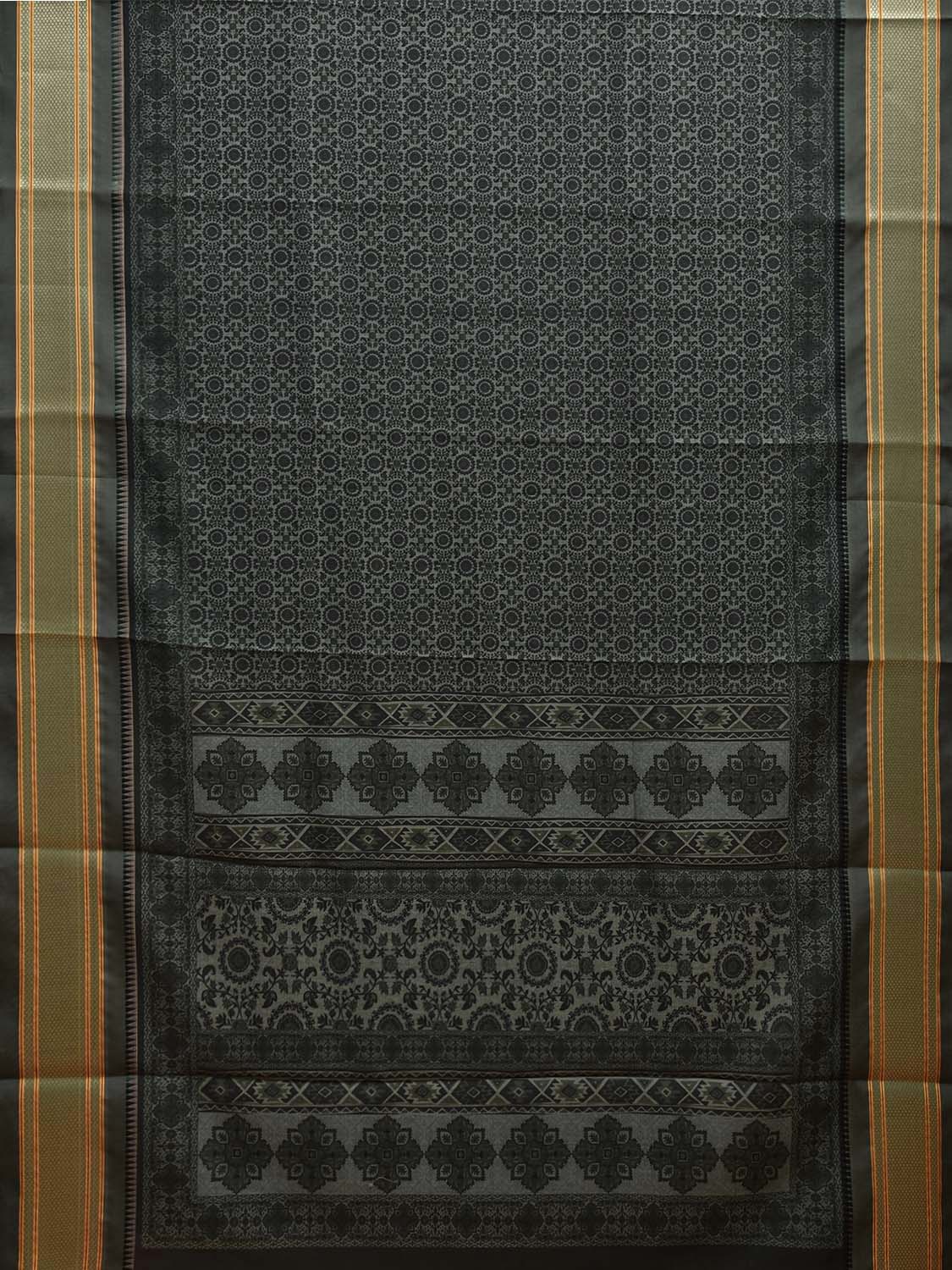 Green Bamboo Cotton Saree with Digital Print Design bc0719