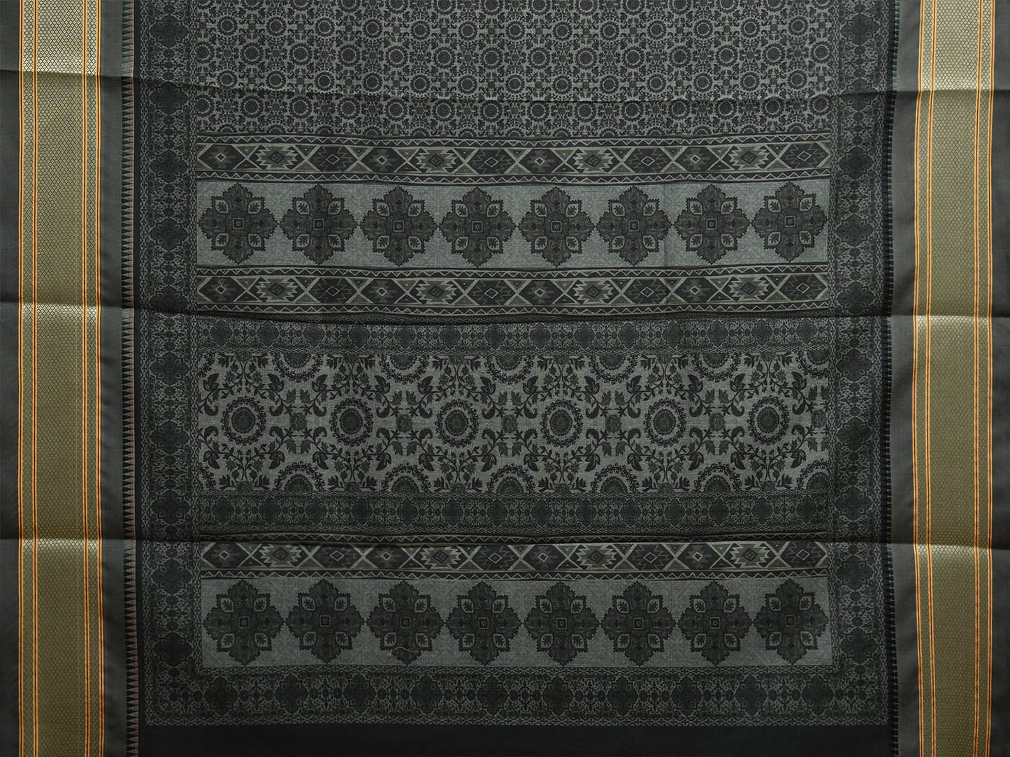 Green Bamboo Cotton Saree with Digital Print Design bc0719