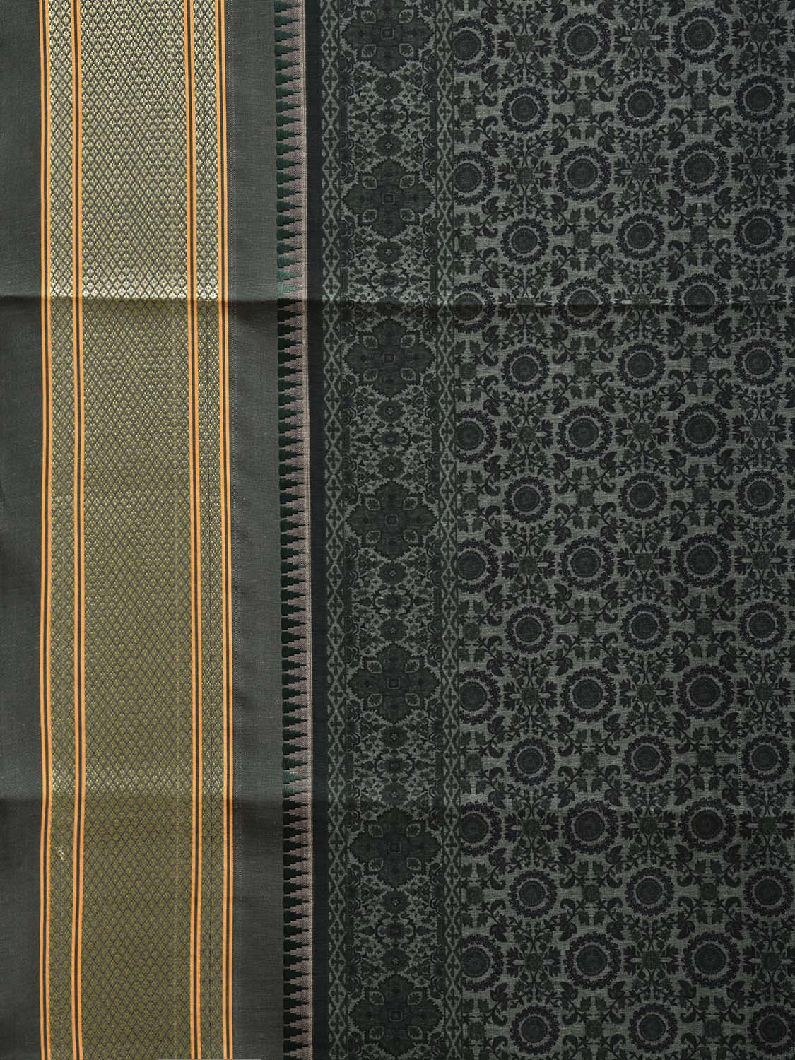 Green Bamboo Cotton Saree with Digital Print Design bc0719