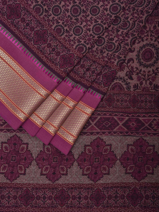 Pink Bamboo Cotton Saree with Digital Print Design bc0720