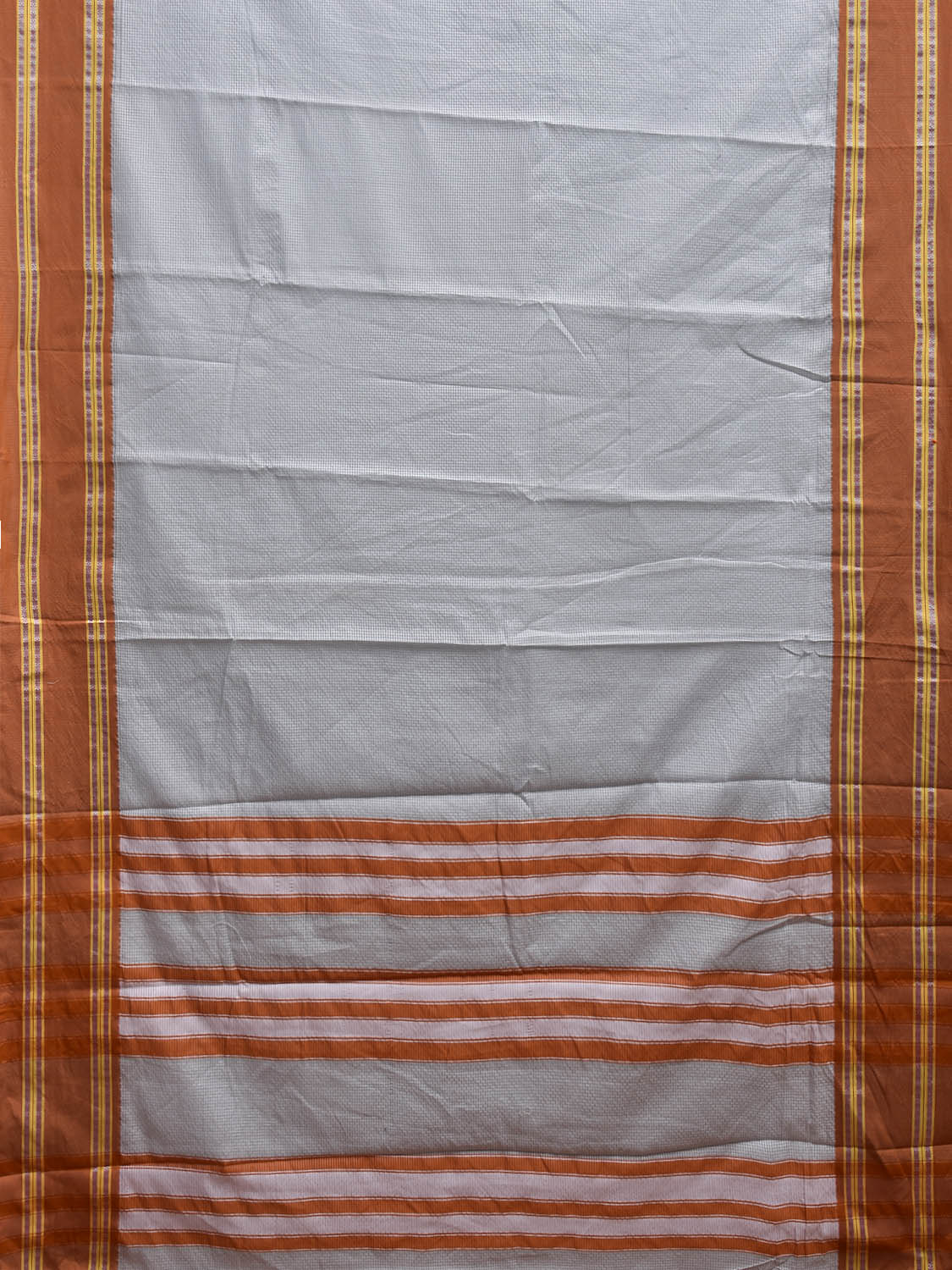 Light Blue and Fawn Bamboo Cotton Saree with Small Checks Design No Blouse bc0726