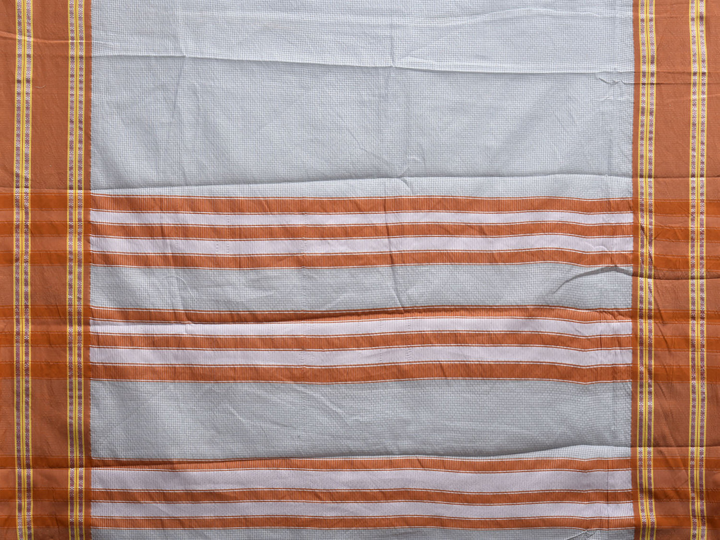 Light Blue and Fawn Bamboo Cotton Saree with Small Checks Design No Blouse bc0726