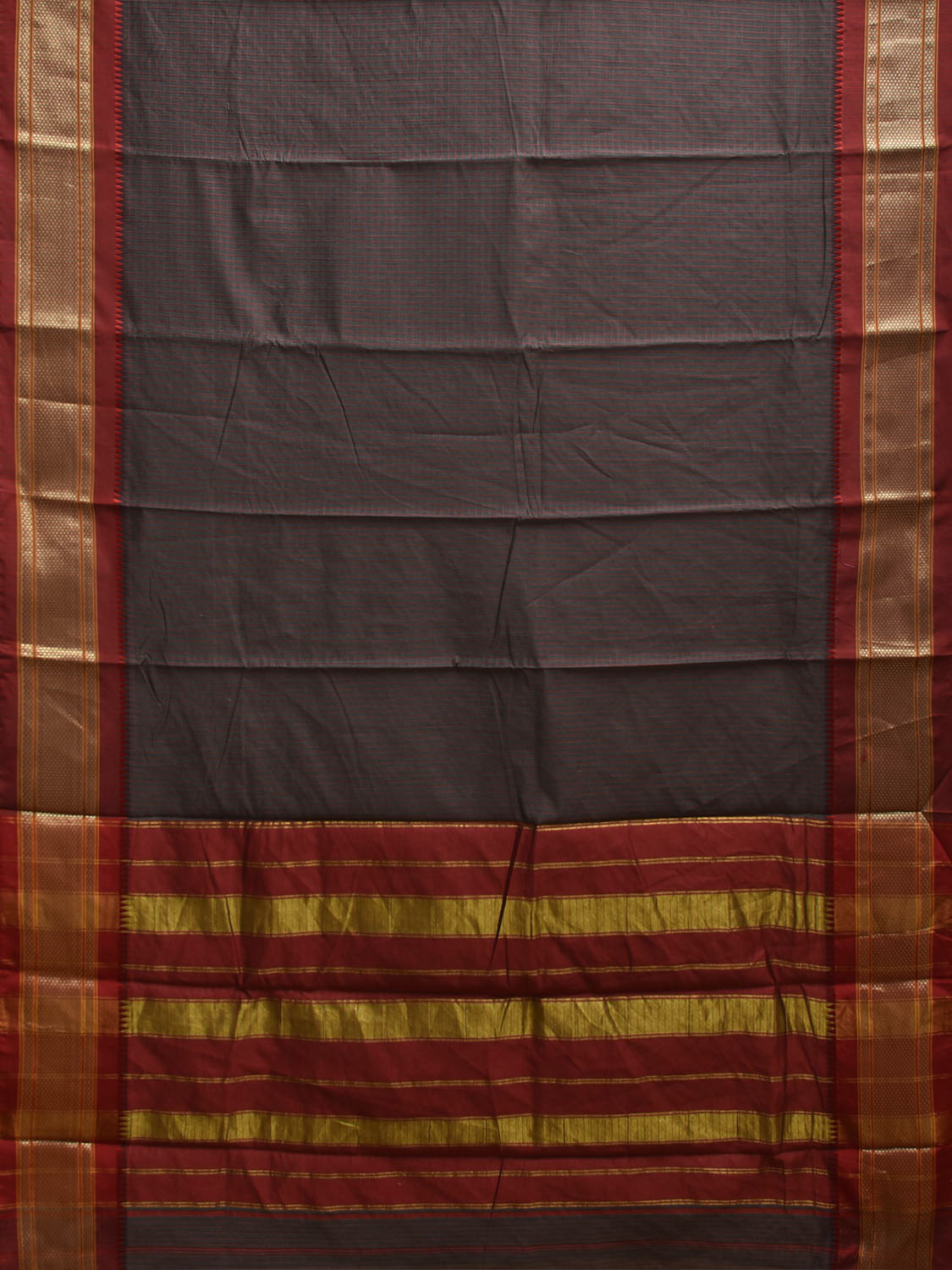 Grey and Red Bamboo Cotton Saree with Checks Design No Blouse bc0849