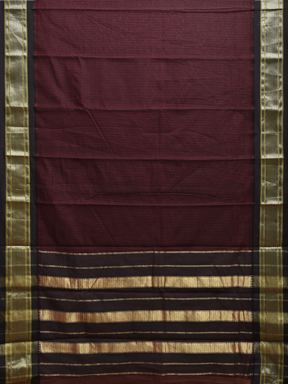Brown and Black Bamboo Cotton Saree with Checks Design No Blouse bc0858