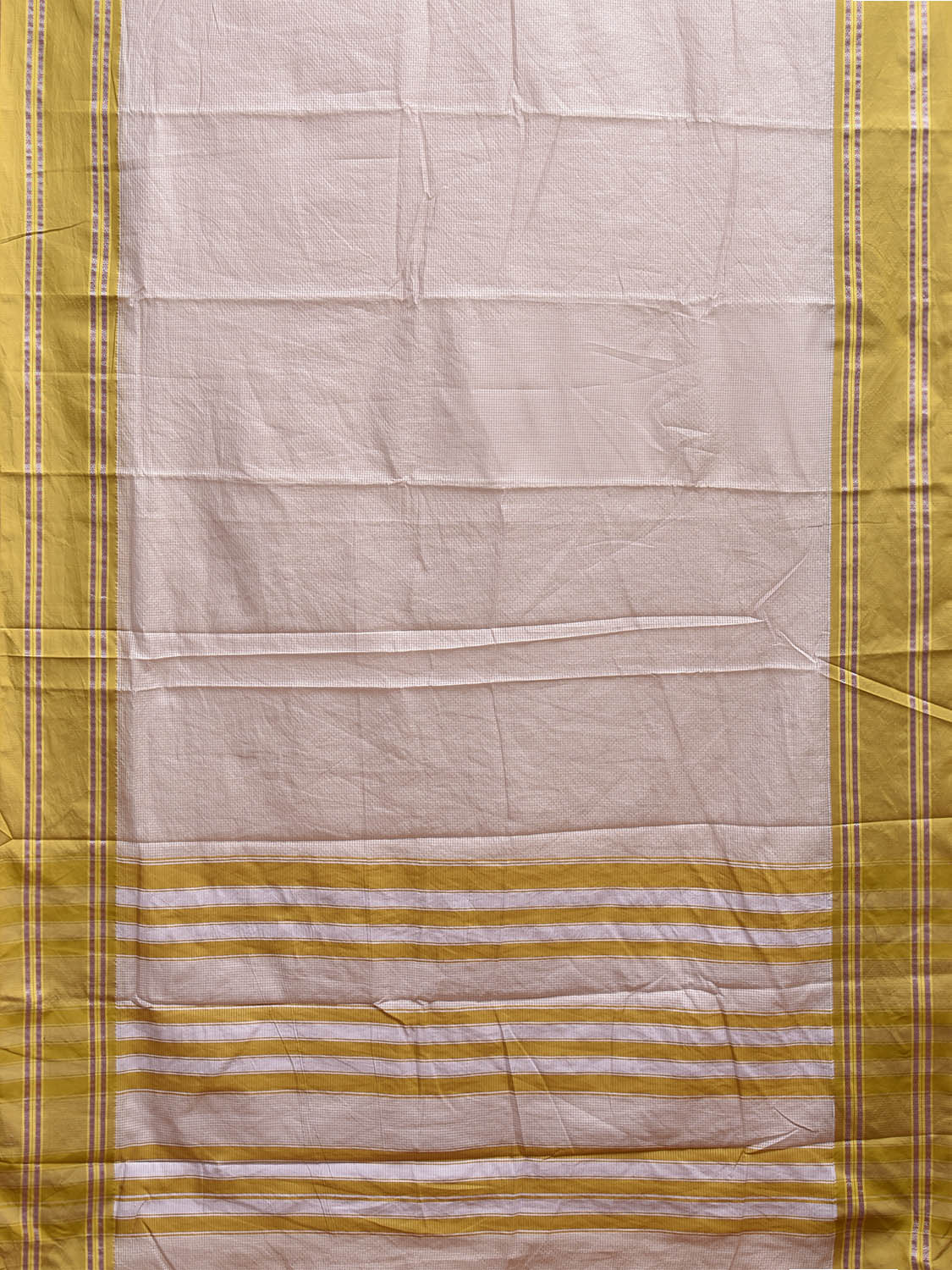 Cream and Olive Bamboo Cotton Saree with Small Checks Design No Blouse bc0884