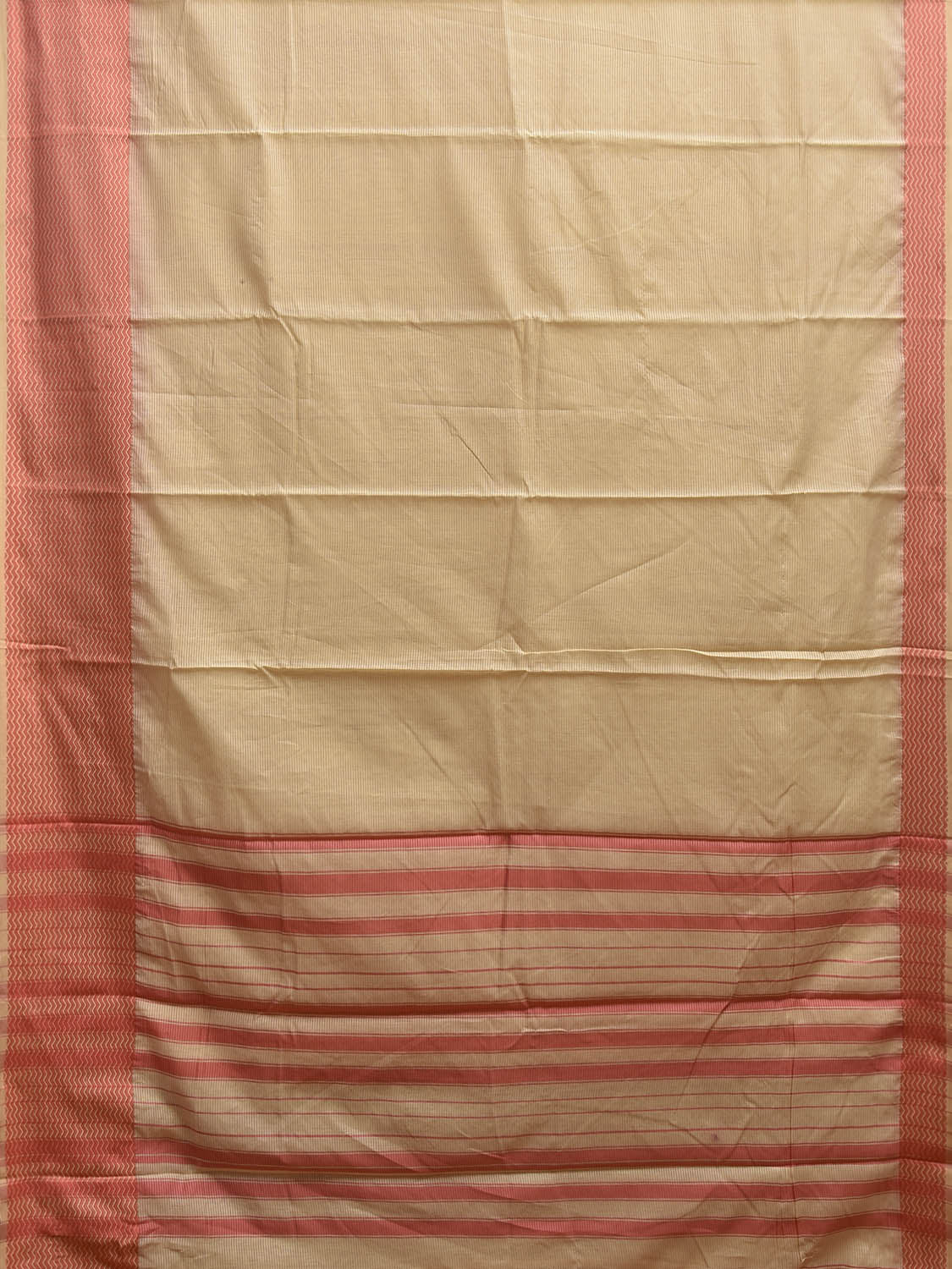 Light Yellow and Peach Bamboo Cotton Saree with Strips Design No Blouse bc0893