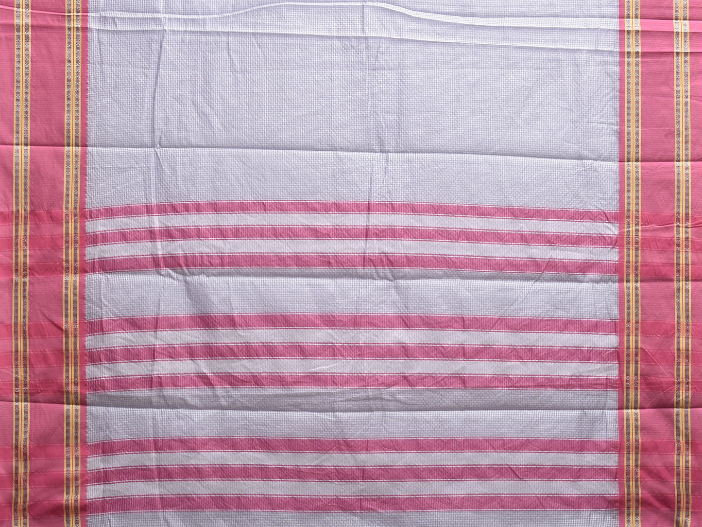 Light Blue and Pink Bamboo Cotton Saree with Small Checks Design No Blouse bc0896