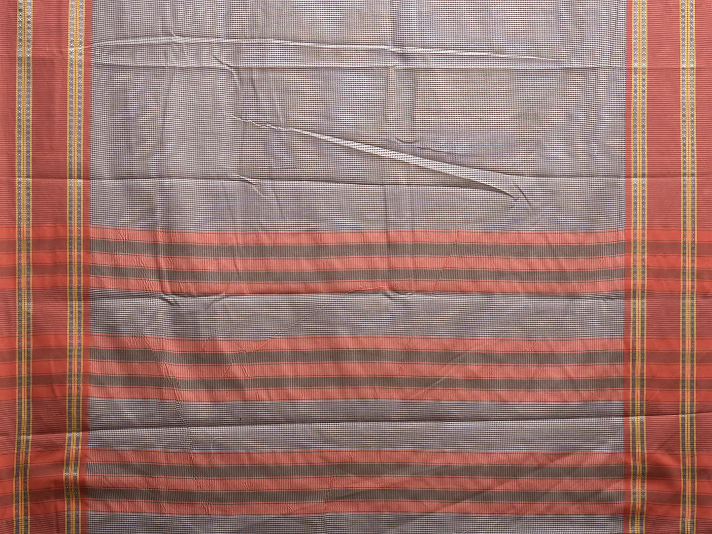 Light Brown and Peach Bamboo Cotton Saree with Small Checks Design No Blouse bc0897