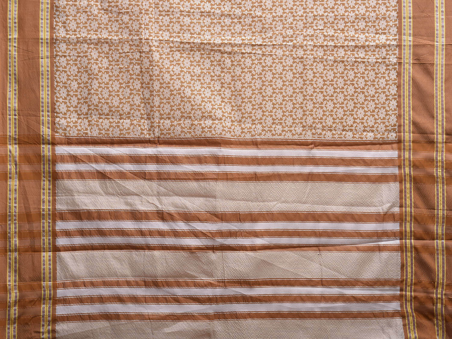 Fawn Bamboo Cotton Saree with All Over Floral Digital Print Design bc0898