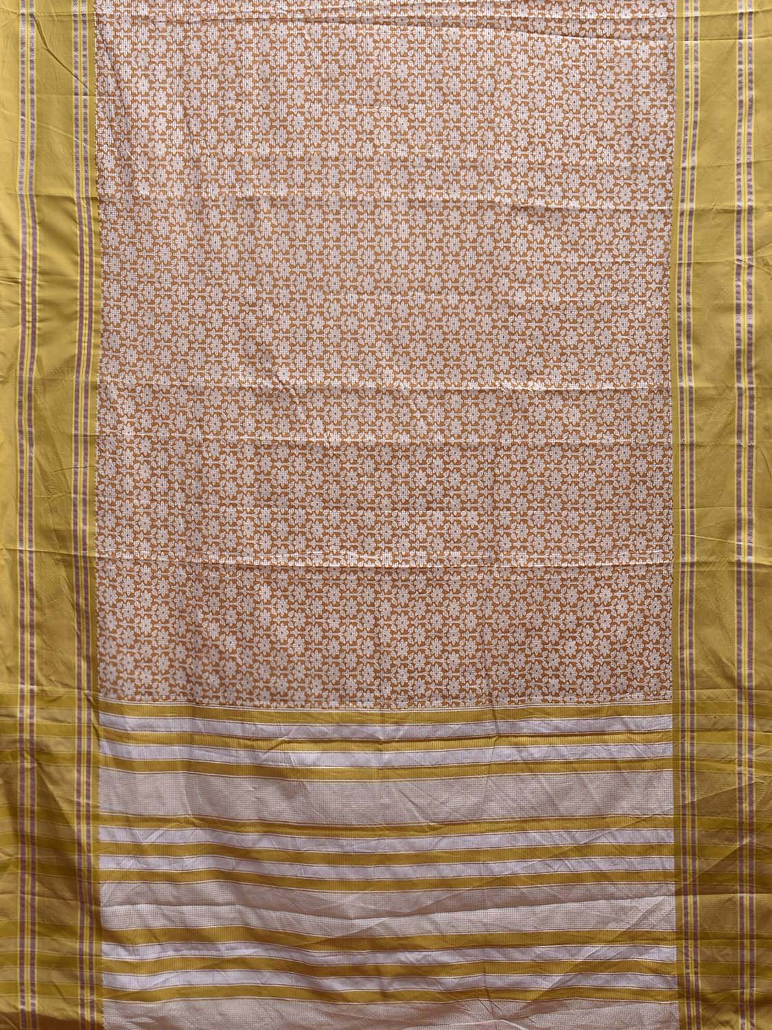 Fawn and Olive Bamboo Cotton Saree with All Over Floral Digital Print Design bc0899