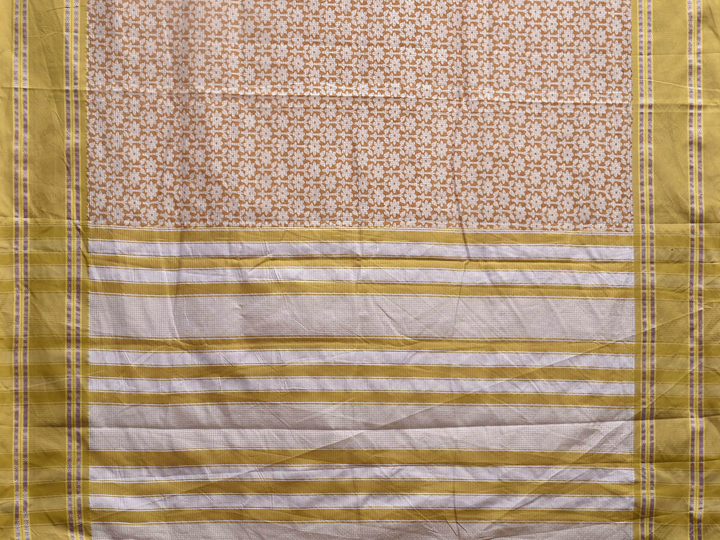 Fawn and Olive Bamboo Cotton Saree with All Over Floral Digital Print Design bc0899