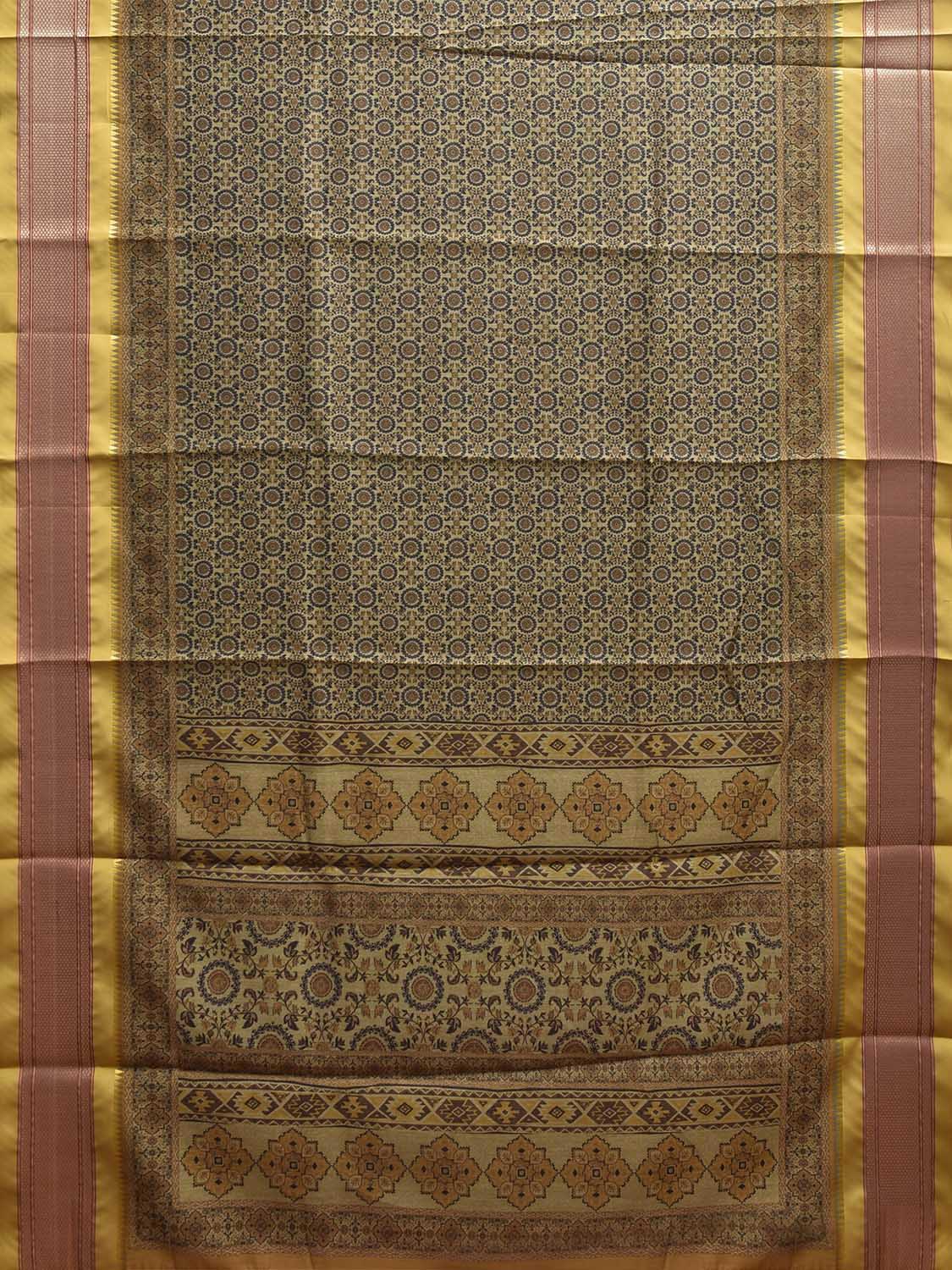 Yellow Bamboo Cotton Saree with Digital Print Design bc0905