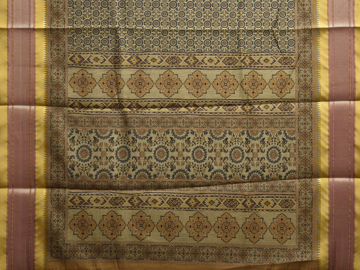 Yellow Bamboo Cotton Saree with Digital Print Design bc0905