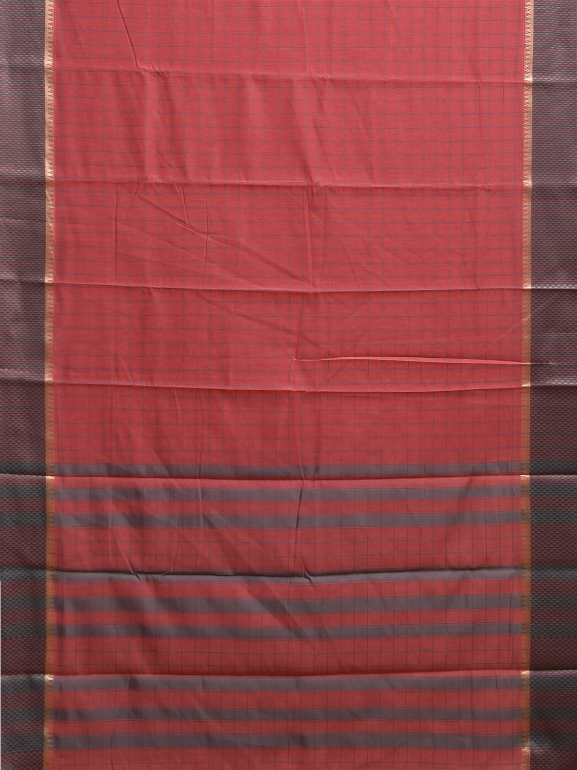 Light Red and Grey Bamboo Cotton Saree with Big Checks Design No Blouse bc0915