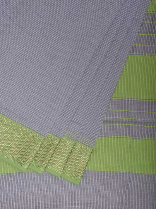 Light Blue and Light Green Bamboo Cotton Saree with Strips Design No Blouse bc0916