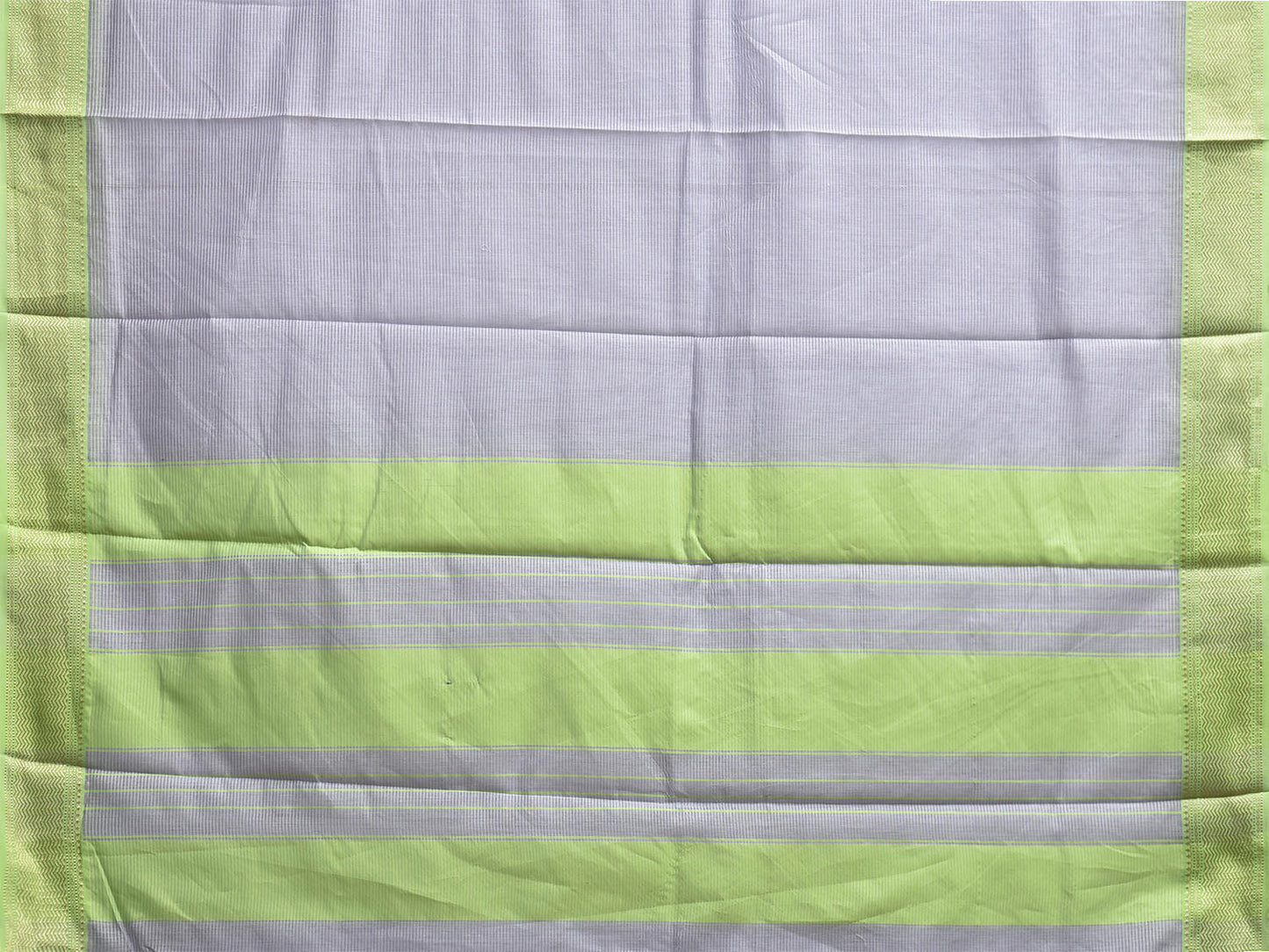 Light Blue and Light Green Bamboo Cotton Saree with Strips Design No Blouse bc0916