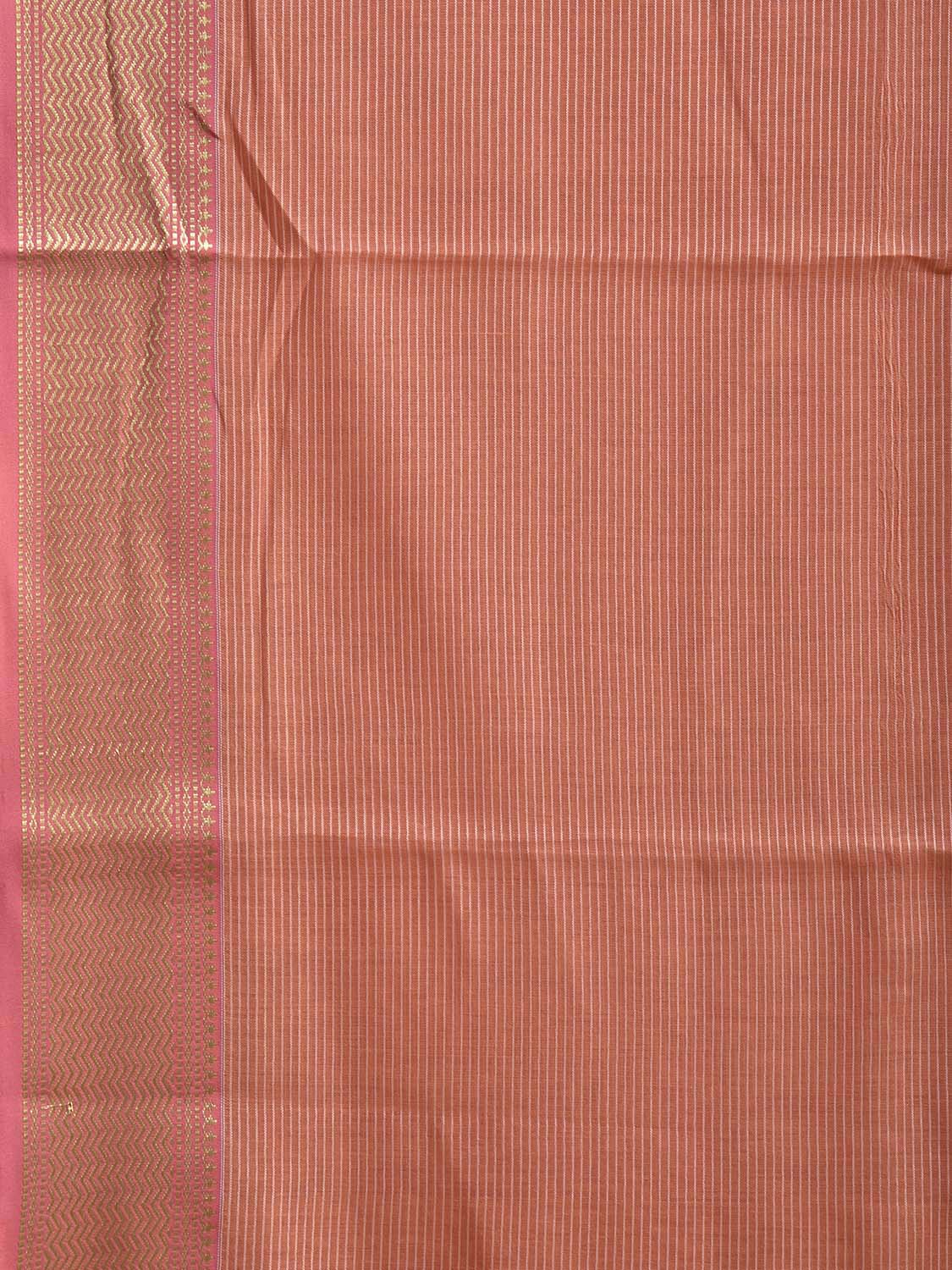 Orange and Pink Bamboo Cotton Saree with Strips Design No Blouse bc0918