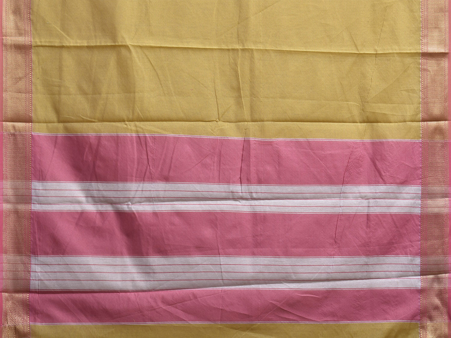 Light Green and Pink Bamboo Cotton Saree with Strips Design No Blouse bc0919