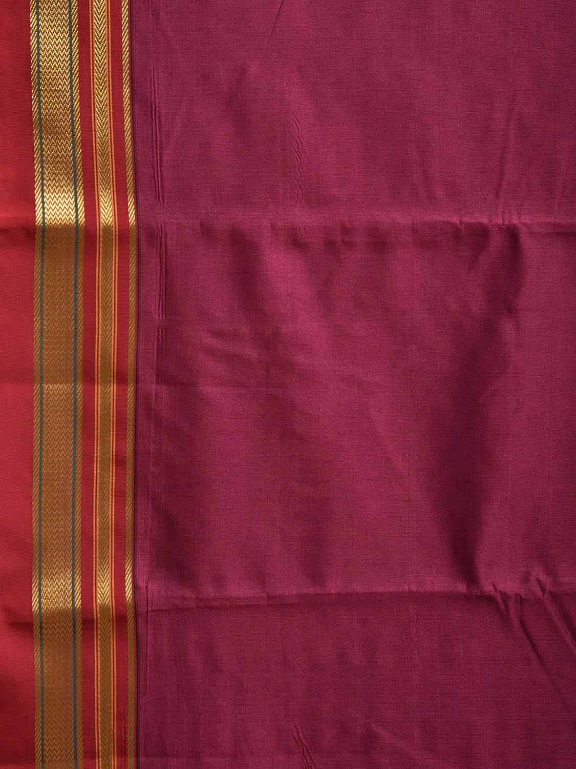 Magenta and Red Bamboo Cotton Viscose Silk Plain Saree with Strips Pallu Design No Blouse bc0924