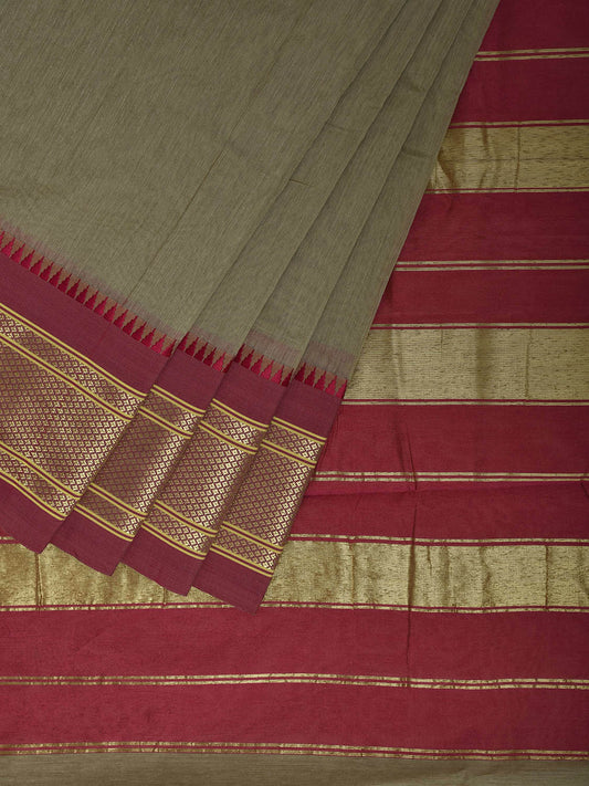 Sea Green and Magenta Bamboo Cotton Plain Saree with Contrast Pallu Design No Blouse bc0925