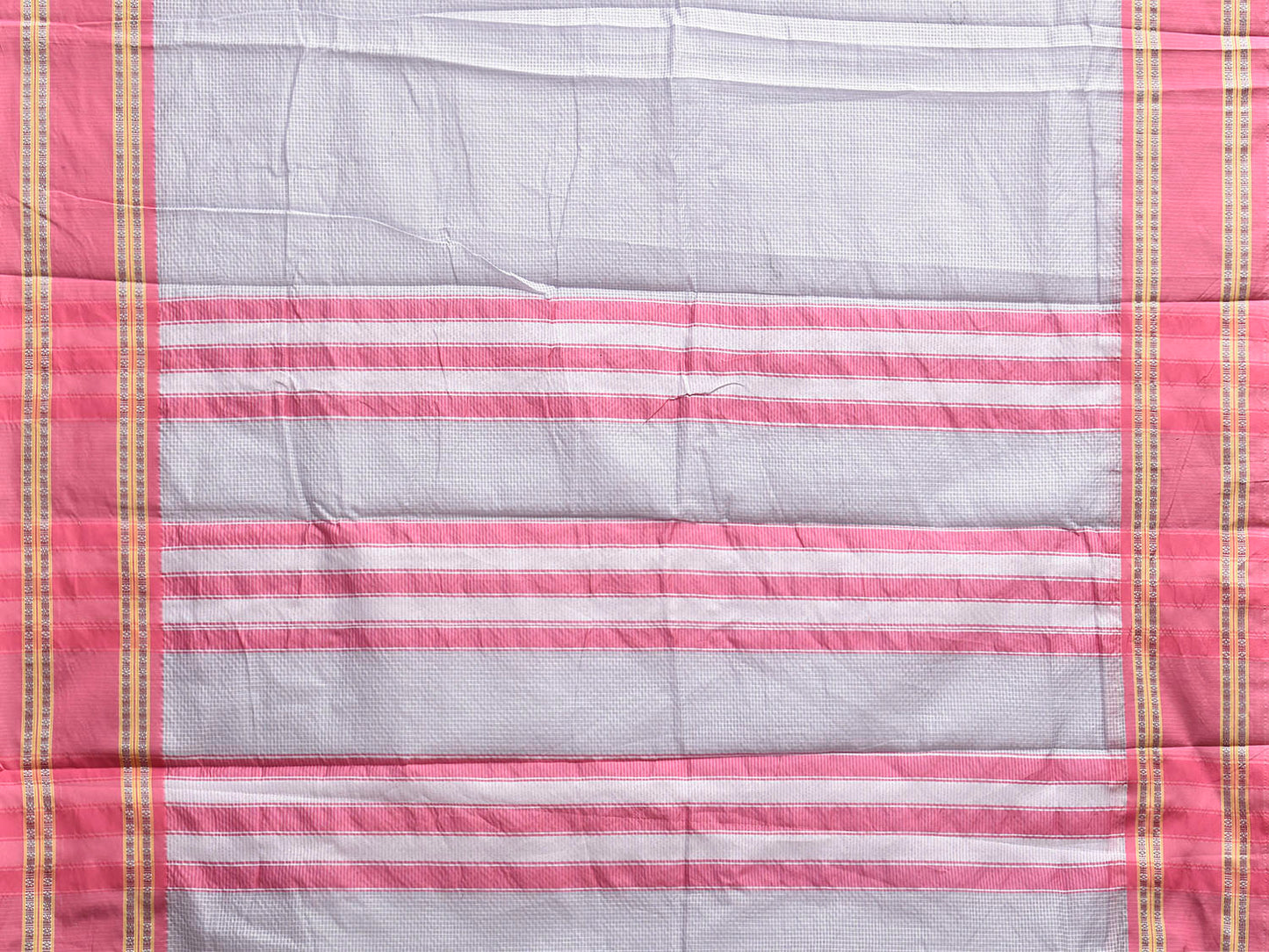 Light Blue and Pink Bamboo Cotton Saree with Small Checks Design No Blouse bc0935