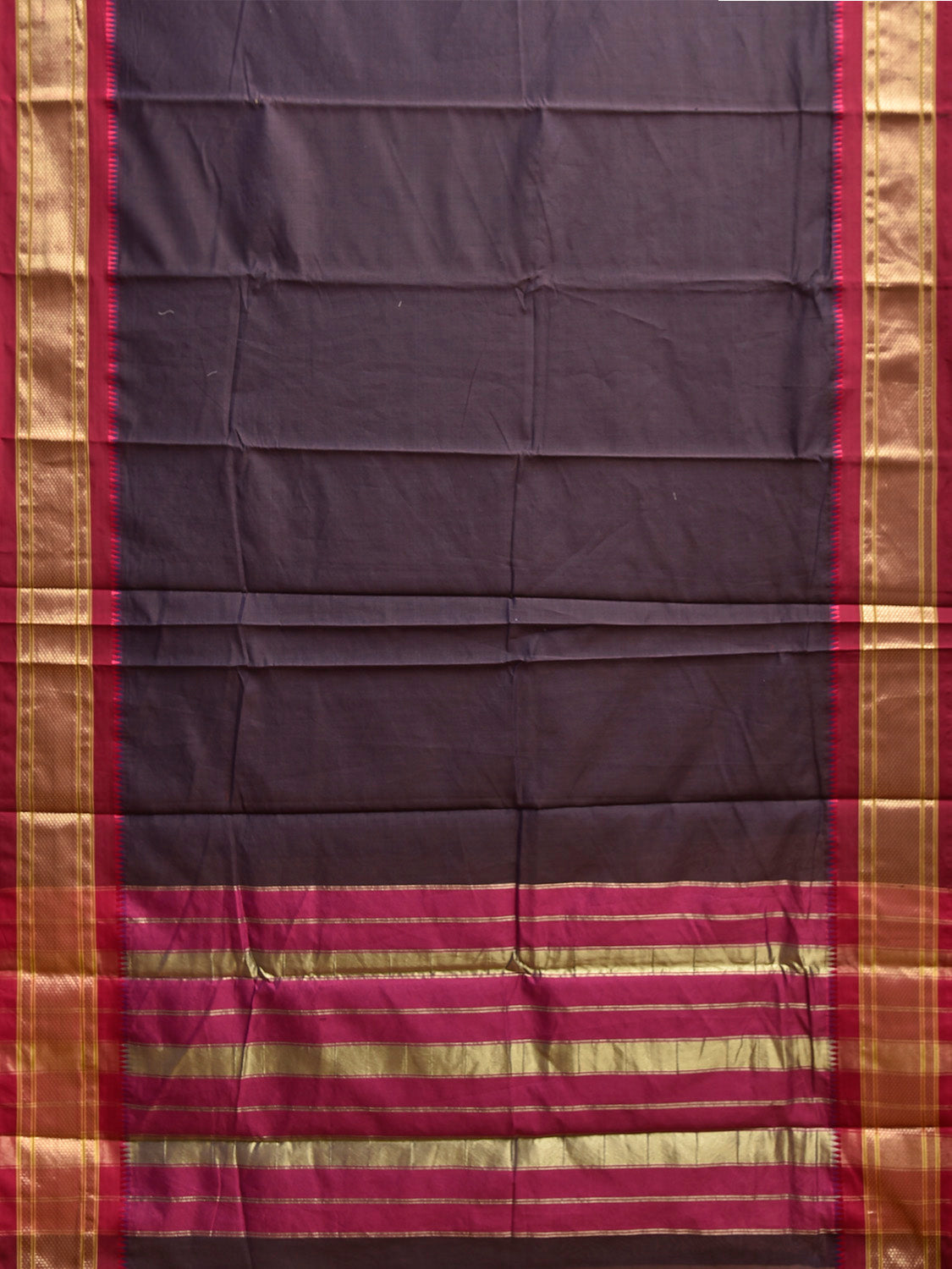 Dark Wine and Pink Bamboo Cotton Plain Saree with Contrast Pallu Design No Blouse bc0947