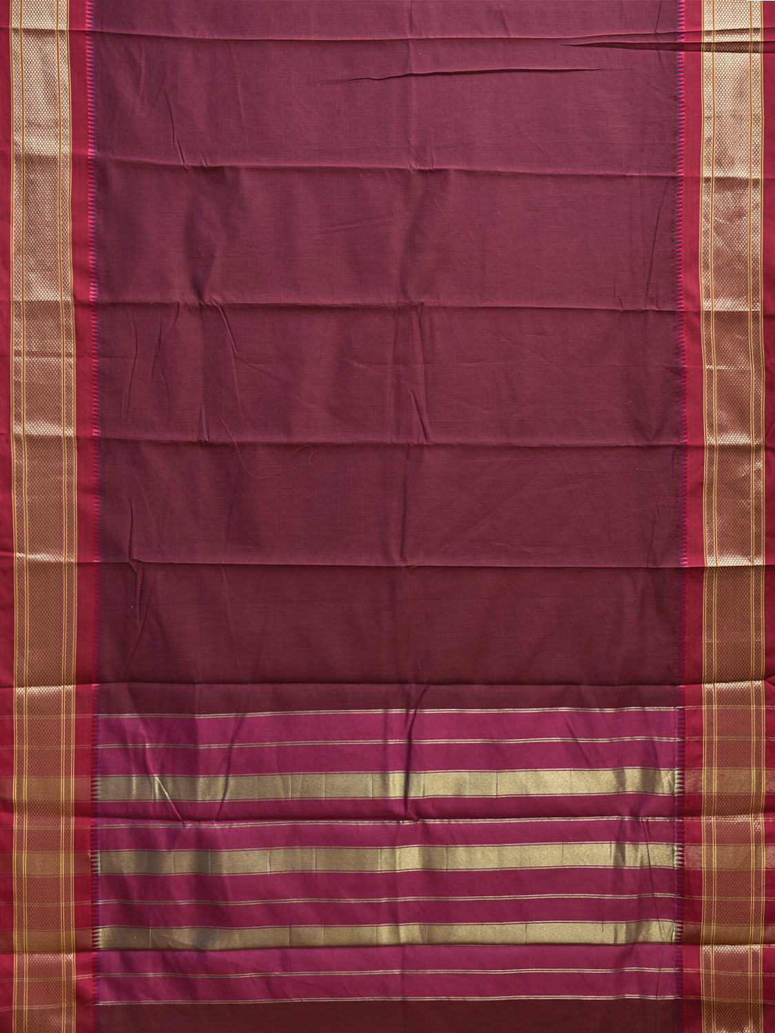 Maroon and Pink Bamboo Cotton Palin Saree with Contrast Pallu Design No Blouse bc0956