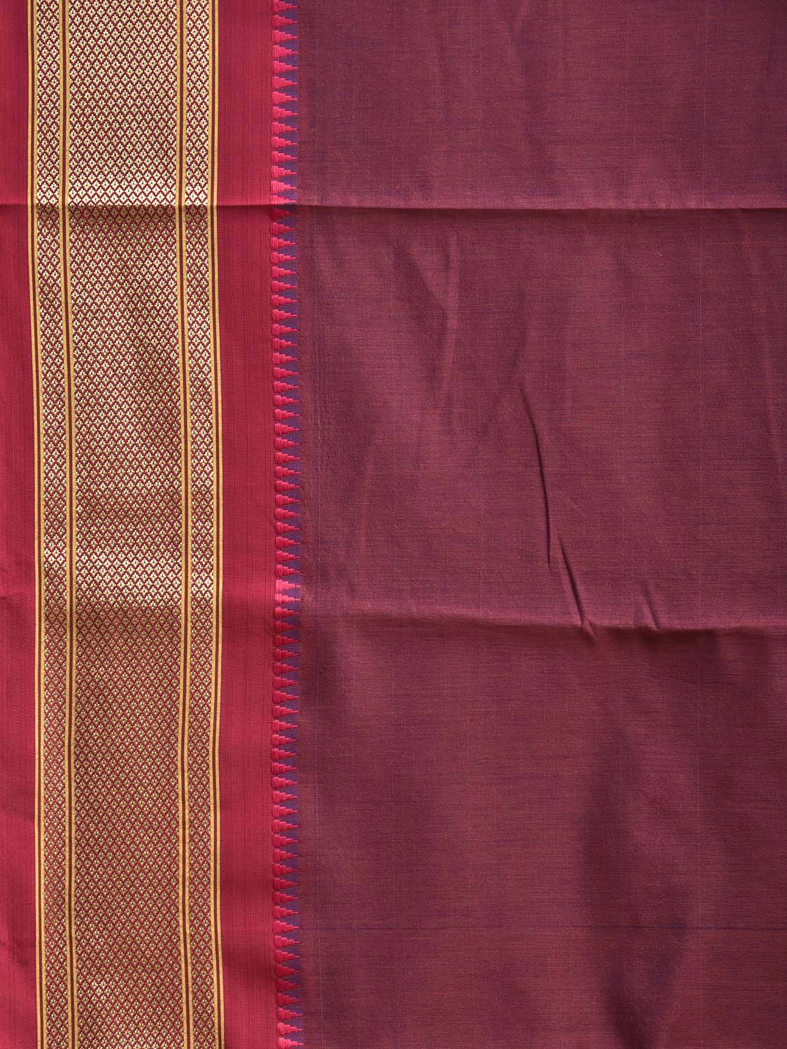 Maroon and Pink Bamboo Cotton Palin Saree with Contrast Pallu Design No Blouse bc0956