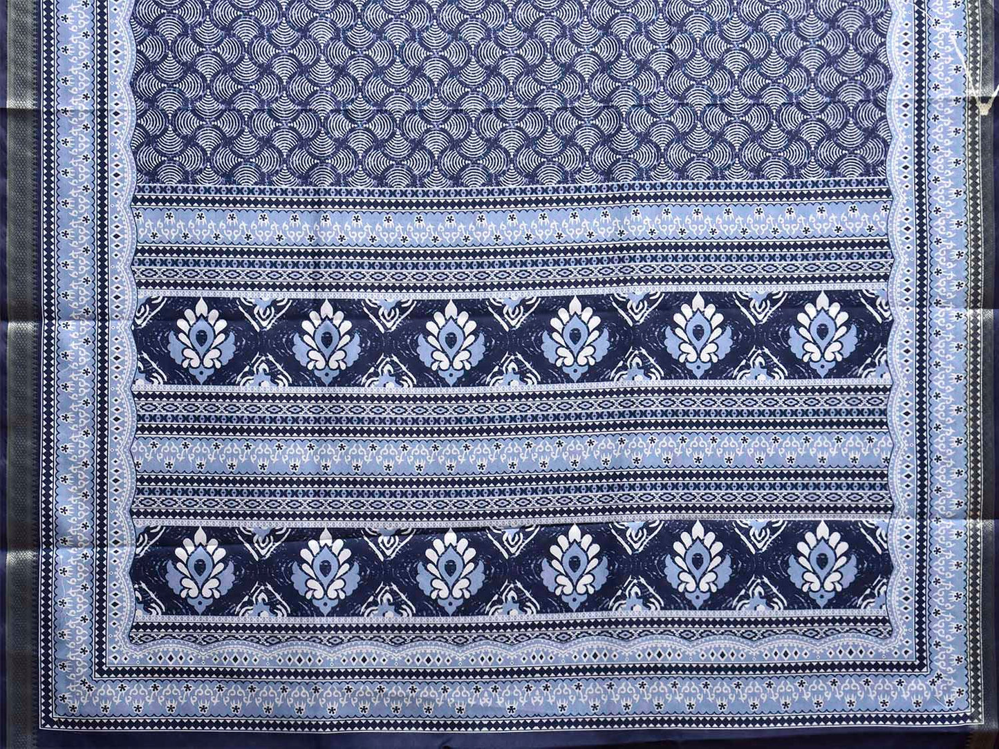 Dark Blue Bamboo Cotton Saree with Digital Print Design bc0969