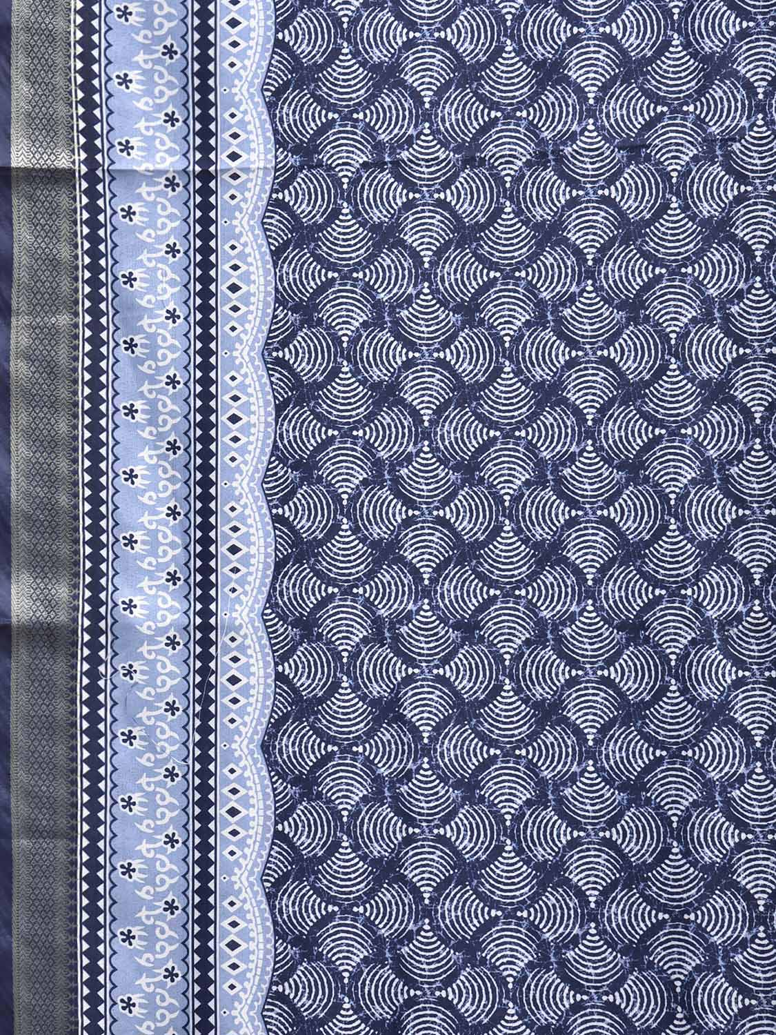 Dark Blue Bamboo Cotton Saree with Digital Print Design bc0969