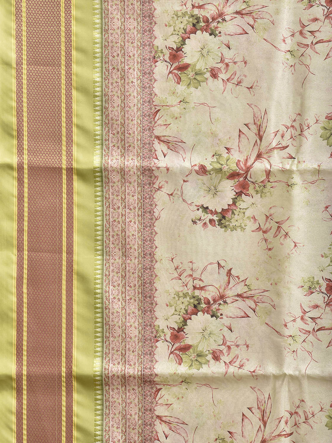 Light Green Bamboo Cotton Saree with Floral Digital Print Design bc0970