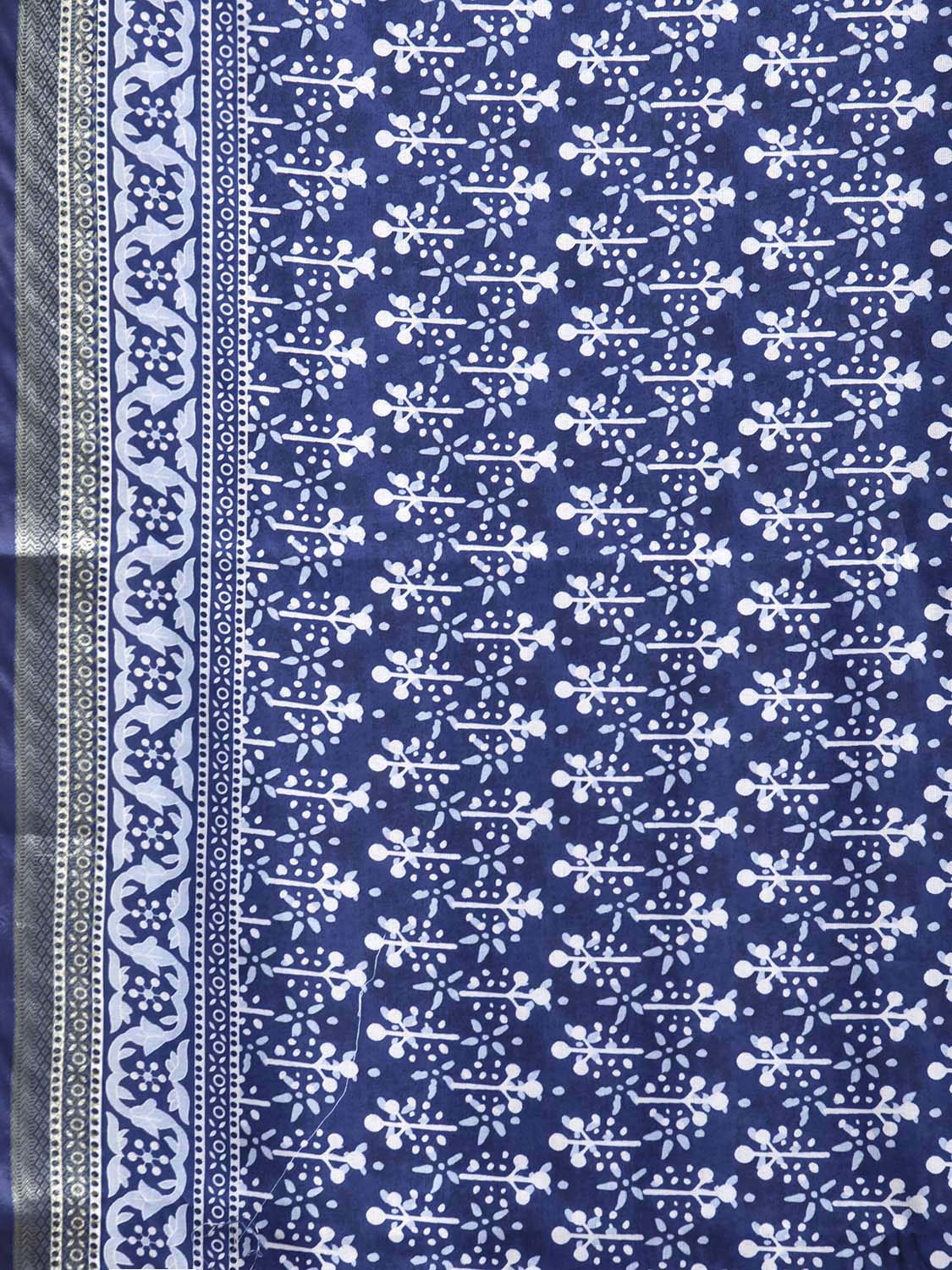 Dark Blue Bamboo Cotton Saree with Digital Print Design bc0971