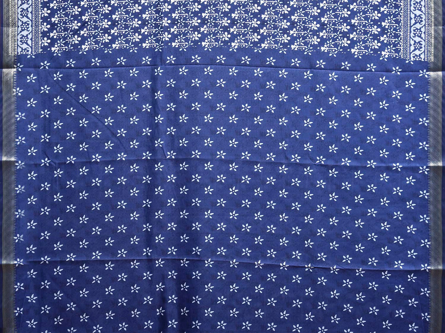 Dark Blue Bamboo Cotton Saree with Digital Print Design bc0971