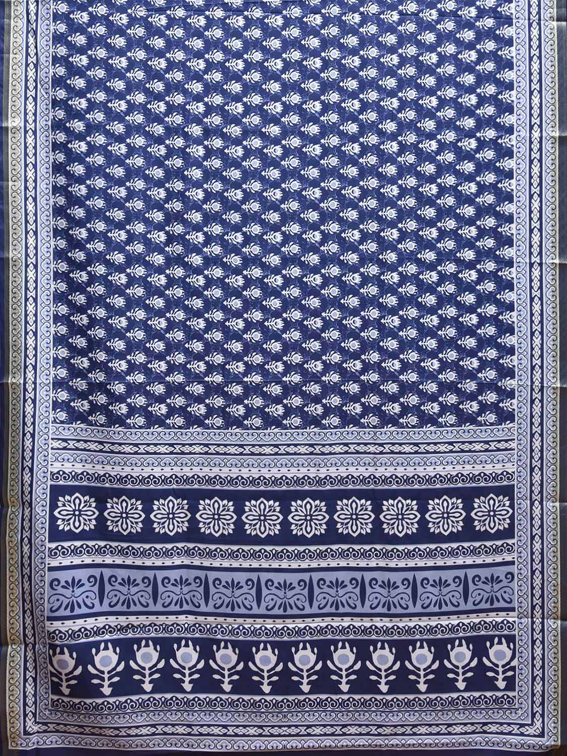 Dark Blue Bamboo Cotton Saree with Digital Print Design bc0974