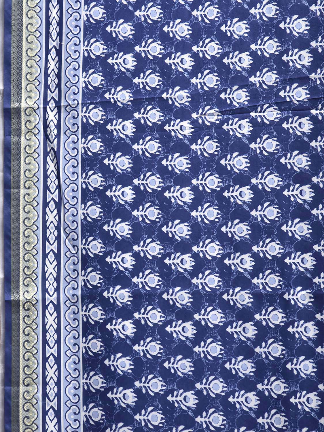 Dark Blue Bamboo Cotton Saree with Digital Print Design bc0974