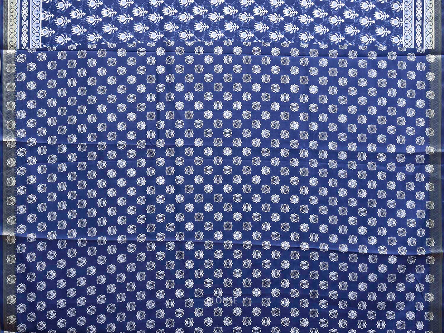 Dark Blue Bamboo Cotton Saree with Digital Print Design bc0974