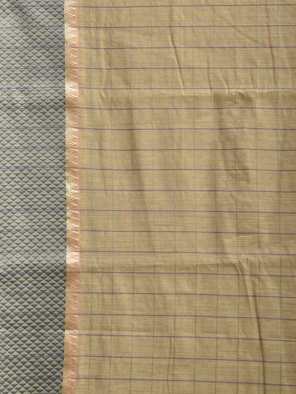 Light Yellow Bamboo Cotton Saree with Big Checks Design No Blouse bc0975