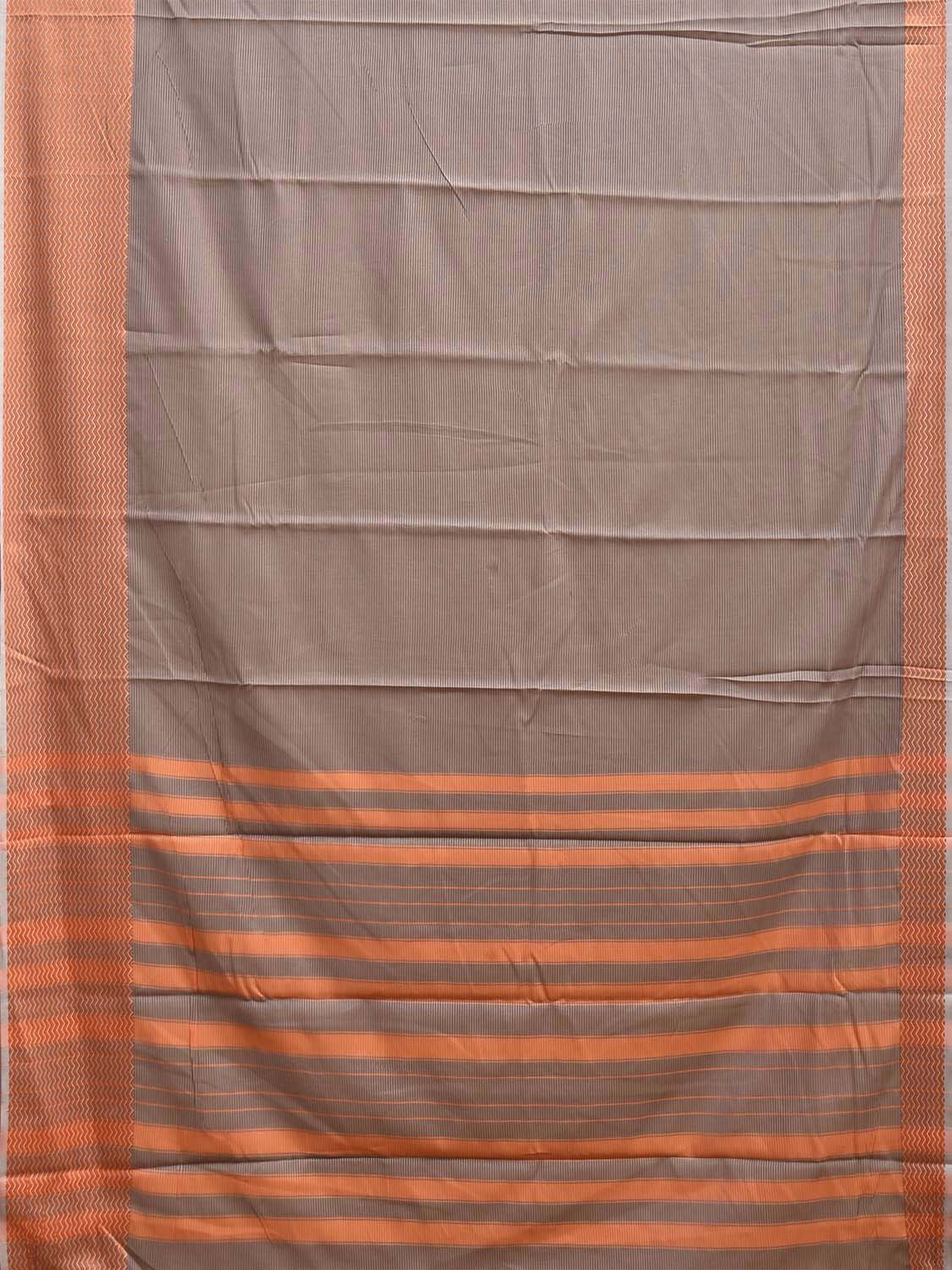 Light Brown and Orange Bamboo Cotton Saree with Strips Design No Blouse bc0992
