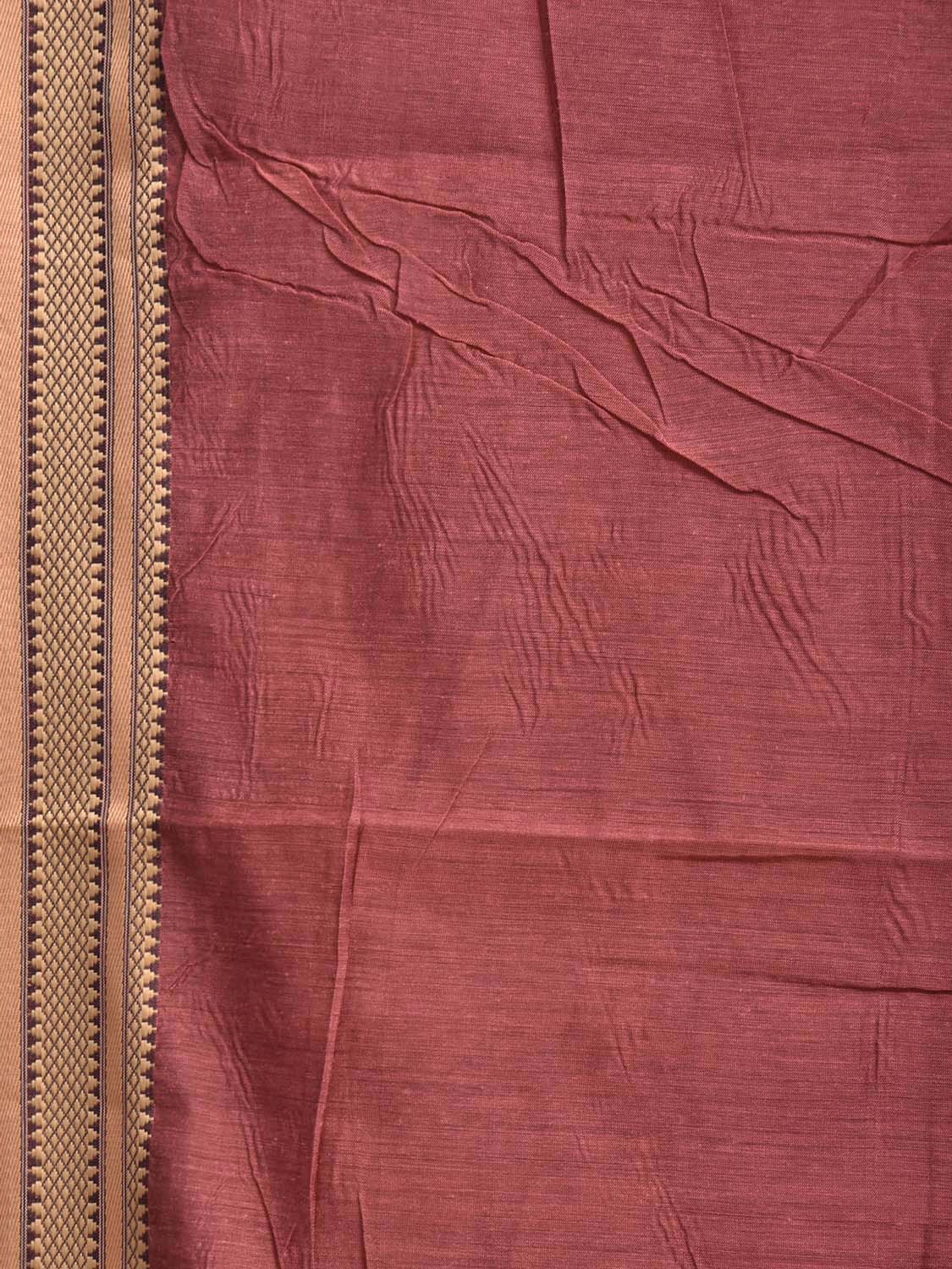 Light Burgundy and Mustar Bamboo Cotton Plain Saree with Contrast Pallu Design No Blouse bc1047