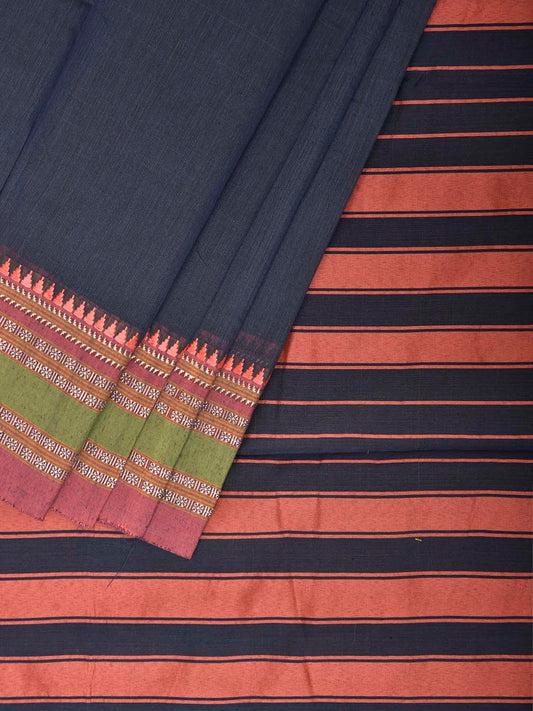 Grey and Peach Bamboo Cotton Saree with Checks Design No Blouse bc1054