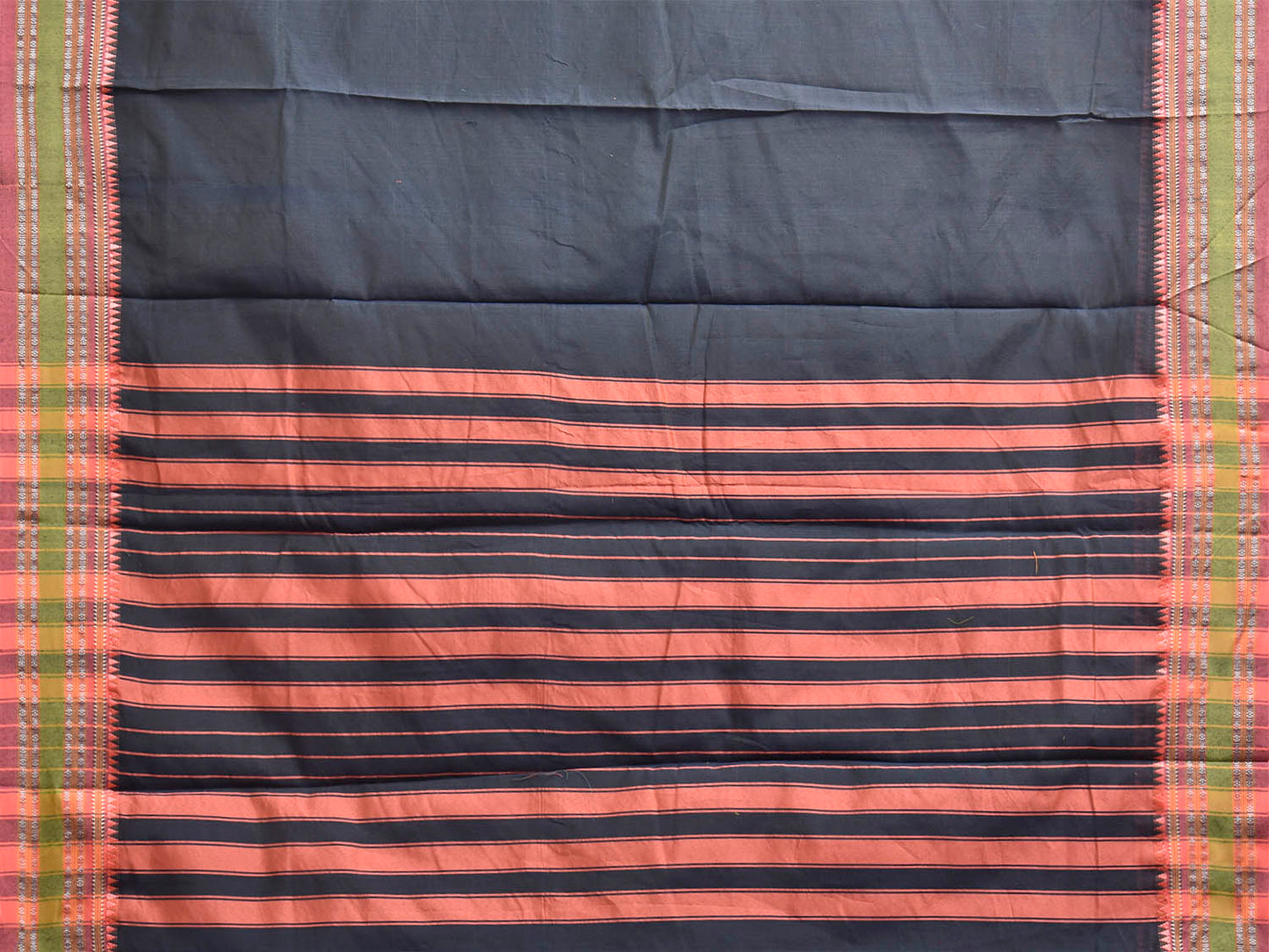 Grey and Peach Bamboo Cotton Saree with Checks Design No Blouse bc1054