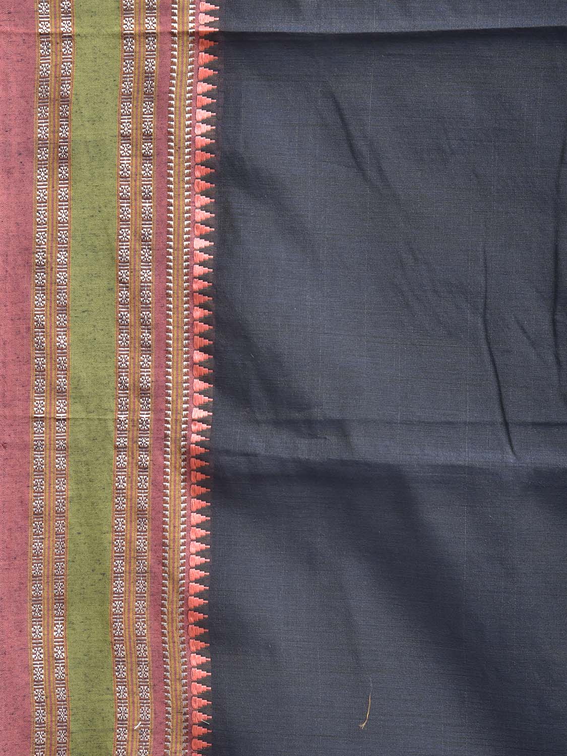 Grey and Peach Bamboo Cotton Saree with Checks Design No Blouse bc1054