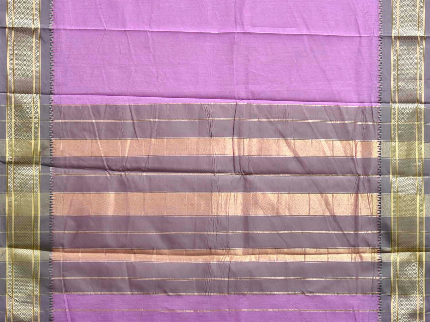 Lavender and Grey Bamboo Cotton Plain Saree with Contrast Pallu Design No Blouse bc1059